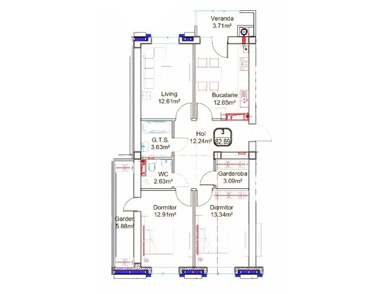 Apartament 82.69 m²