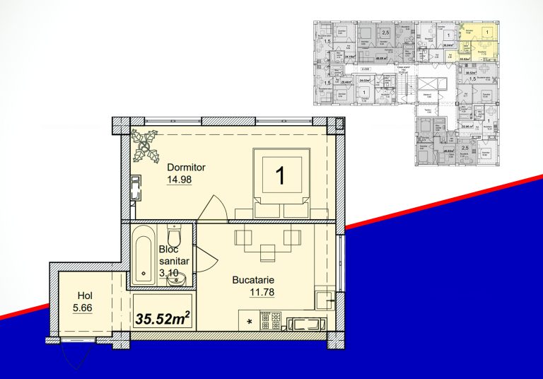 Planimetrie · Apartamente · 35.52 m²