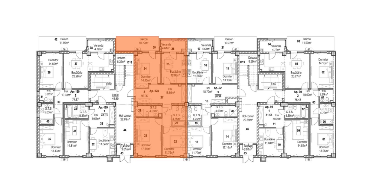 Amplasare pe etaj · 3 camere · 92.06 m²