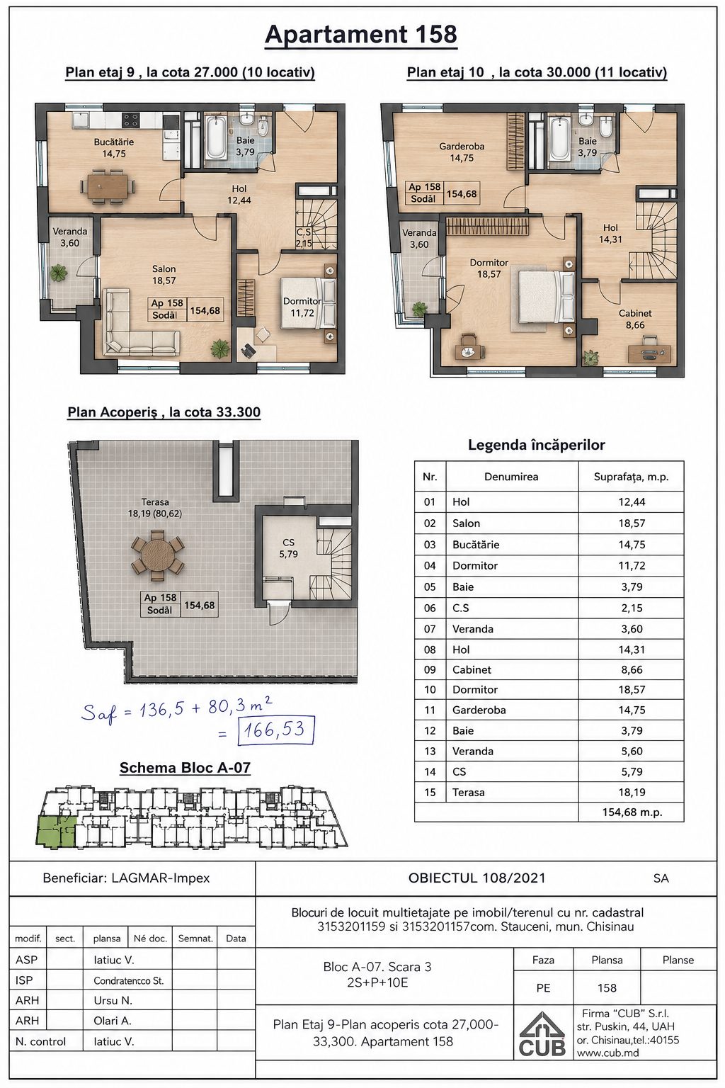 Apartament cu 5 camere, 167 m², Stăuceni