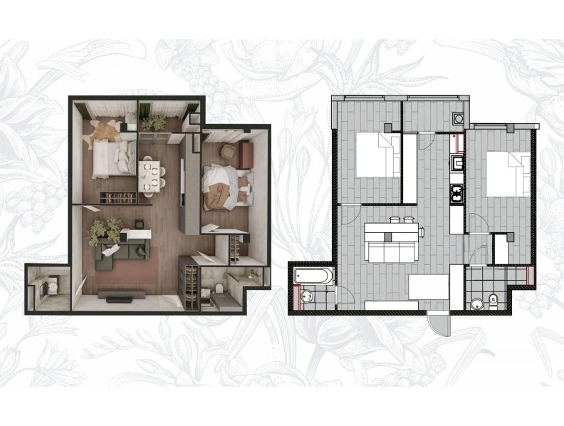 Planimetrie · 2 camere · 68.31 m²