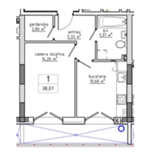 Planimetrie · Apartament · 34 m²