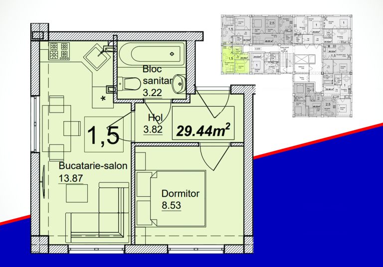Apartamente 29.44 m²