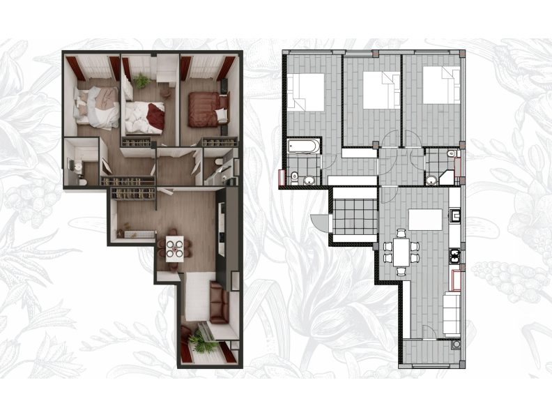 Planimetrie · 3 camere · 92.58 m²