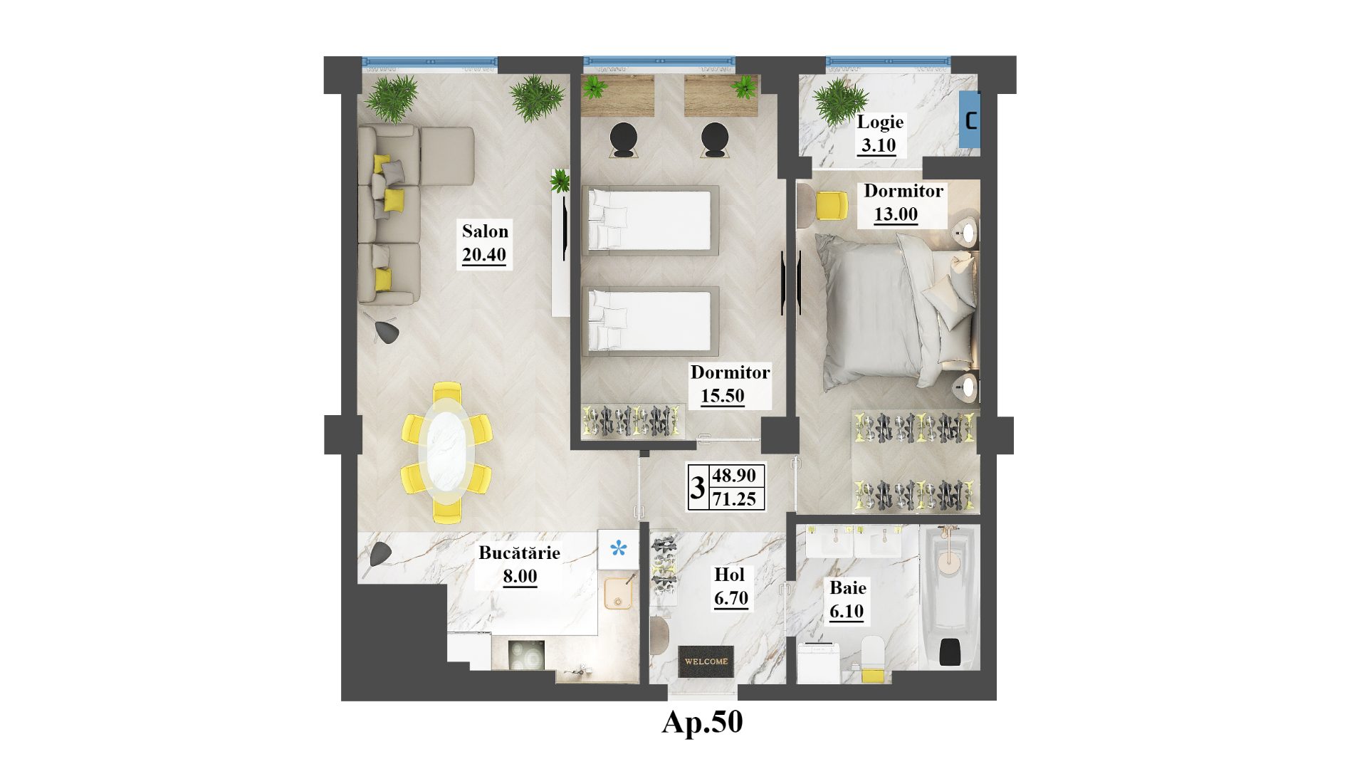 Apartament 71.25 m²