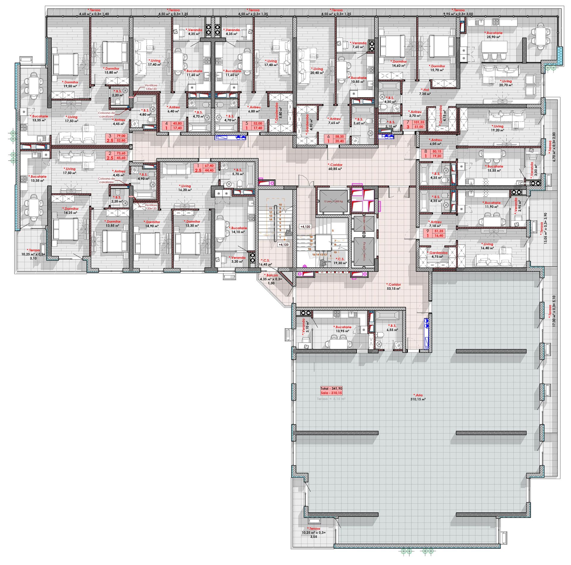 Amplasare pe etaj · 1 cameră · 41 m²