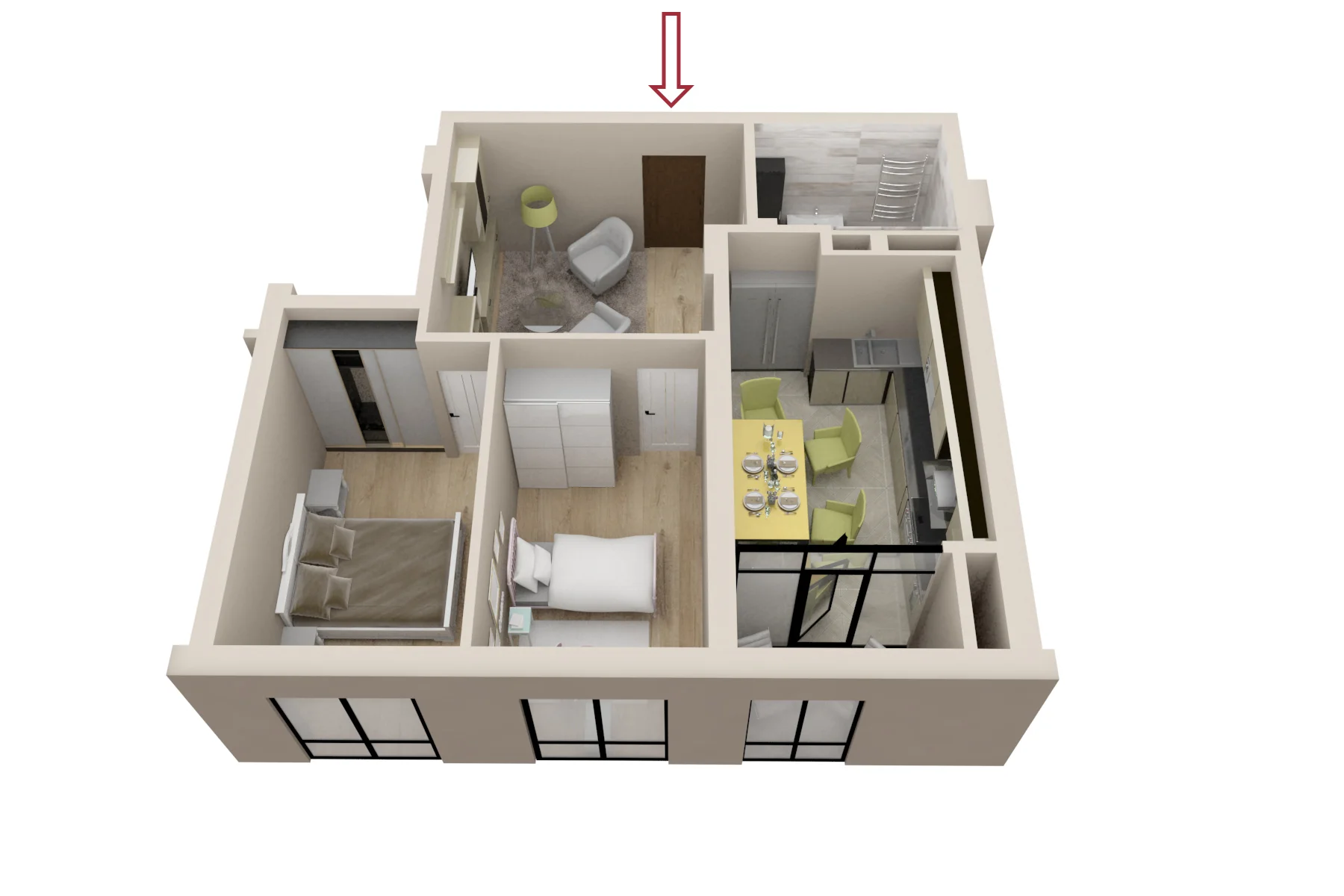 2 camere 67 m²