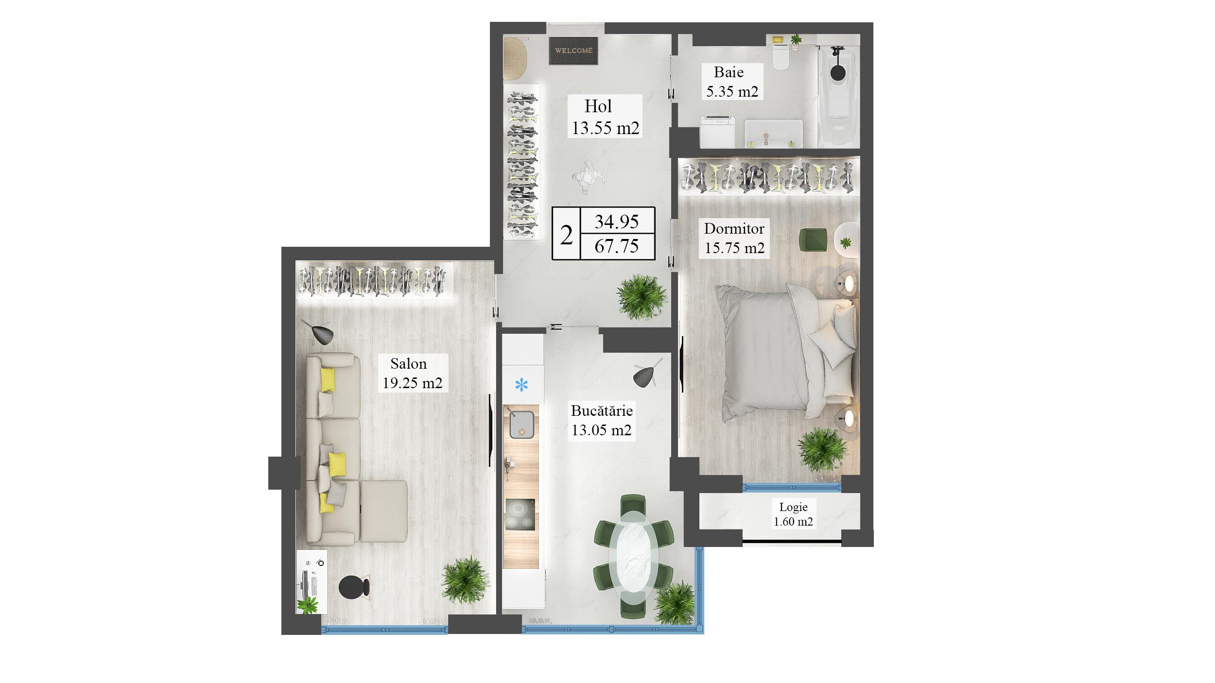 Planimetrie · Apartamente · 67.75 m²