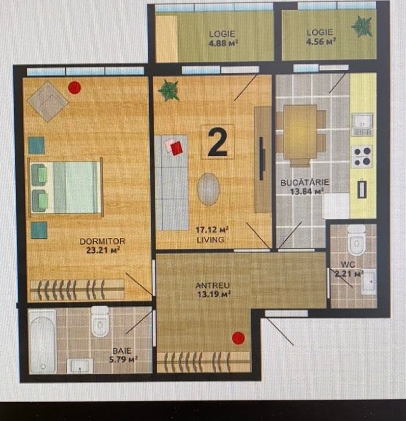 Apartament cu 2 camere, 87 m², Râșcani, Chișinău