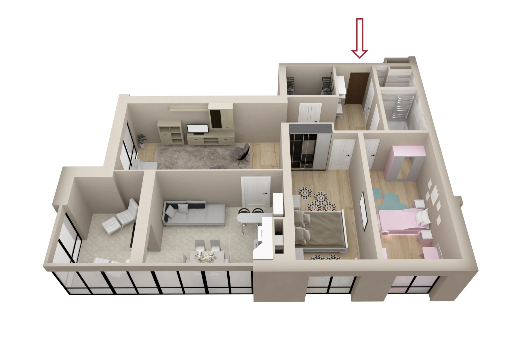 3 camere 97 m²