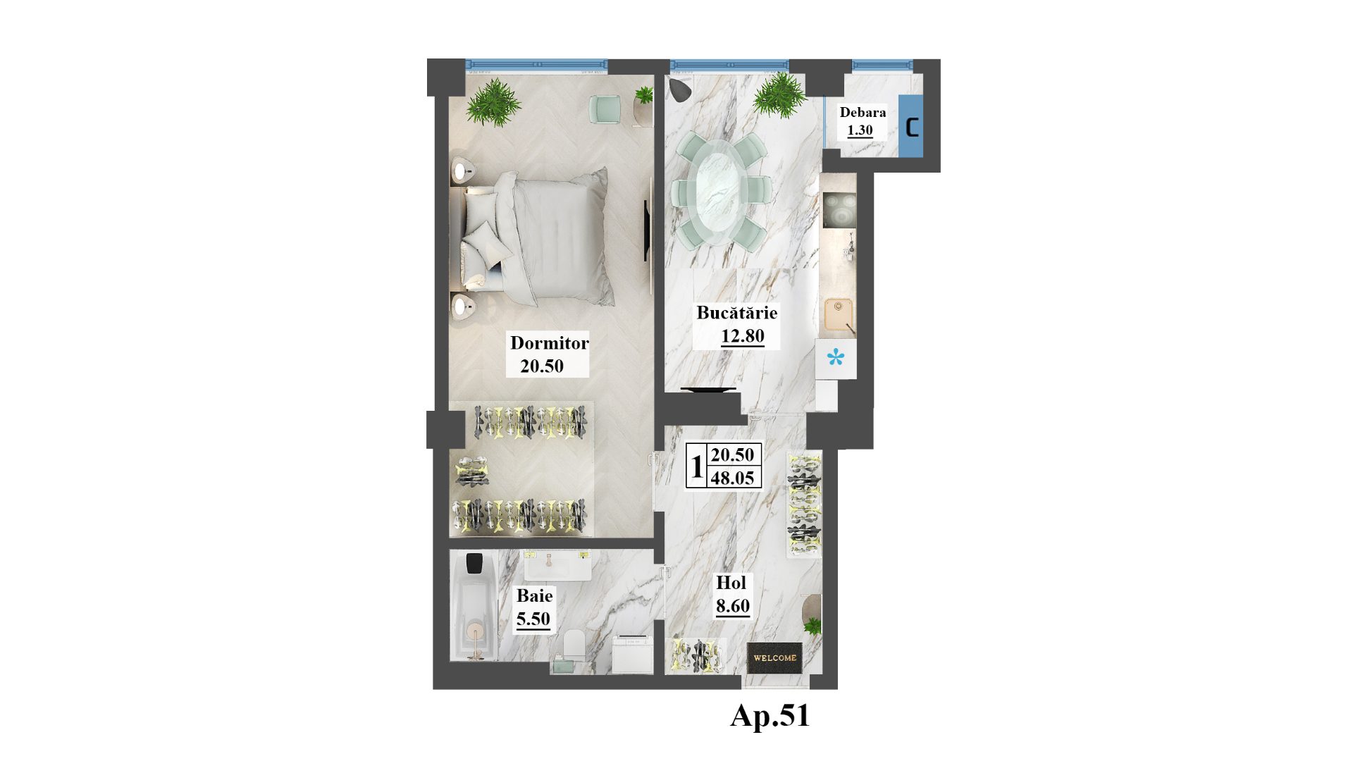 Apartament 48.05 m²