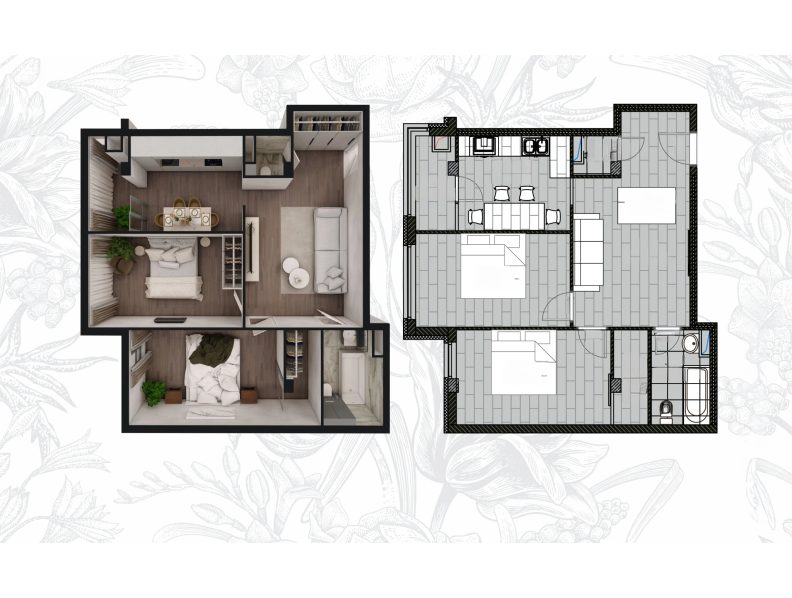 Planimetrie · 2 camere · 64.26 m²
