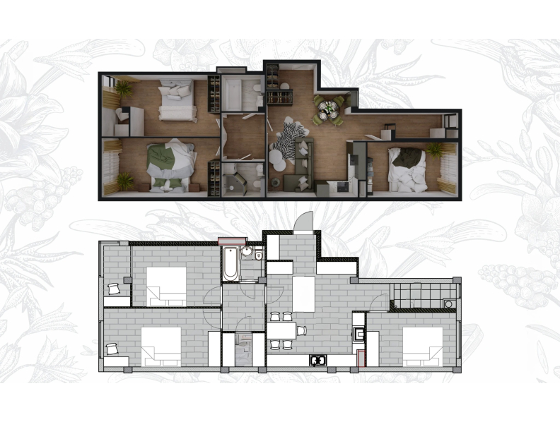 Planimetrie · 3 camere · 84.32 m²