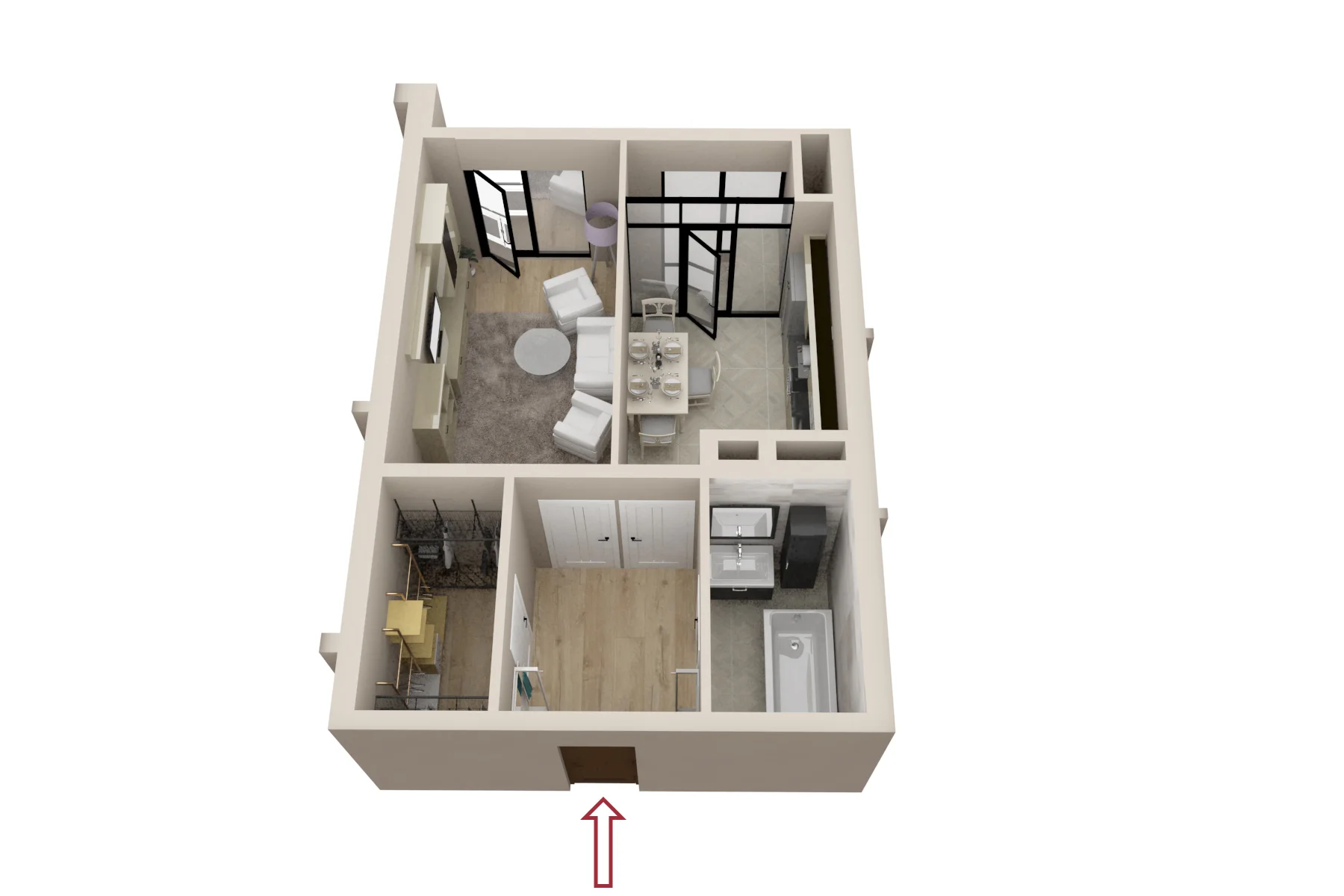 Planimetrie · 1 cameră · 47 m²