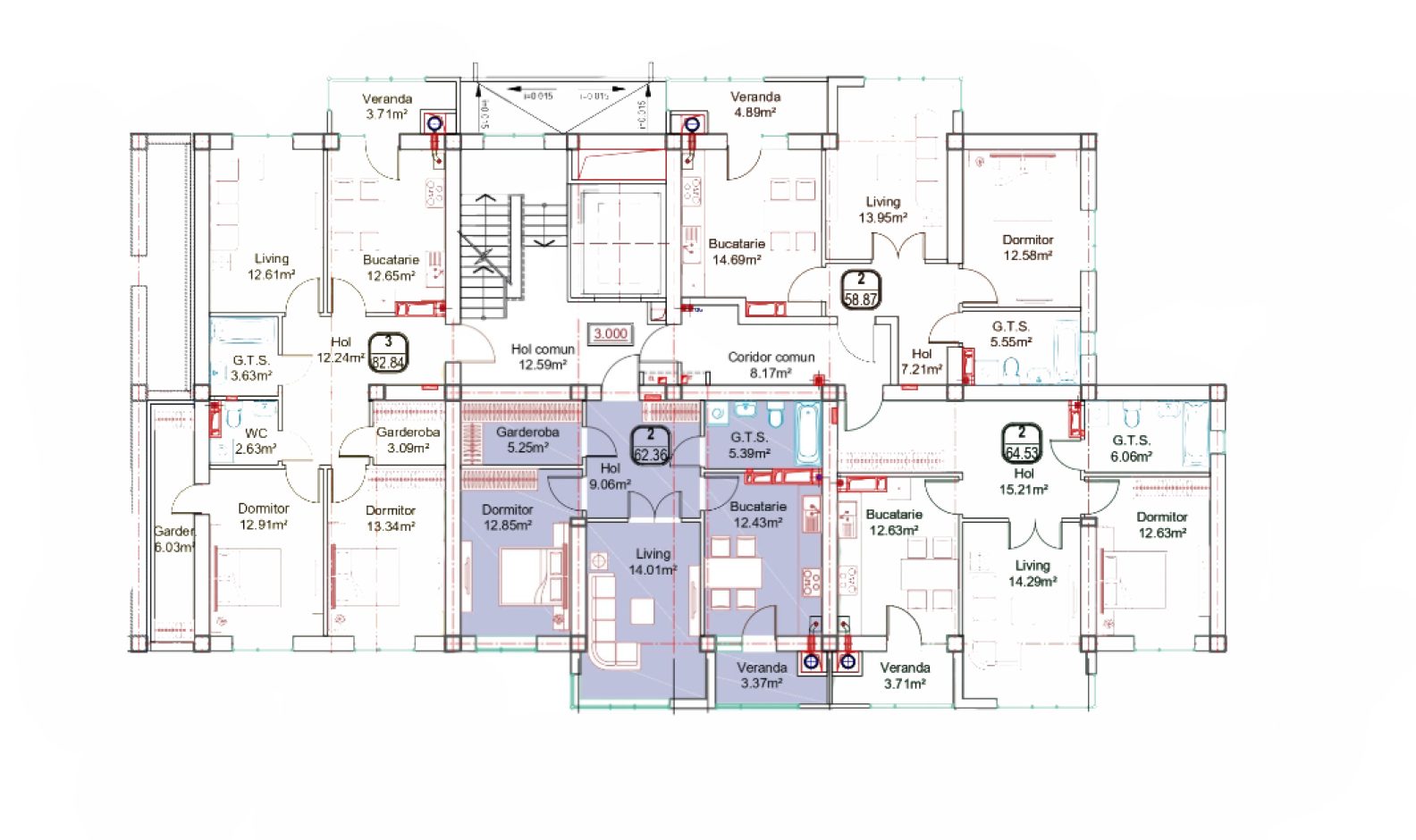 Amplasare pe etaj · Apartament · 62.36 m²