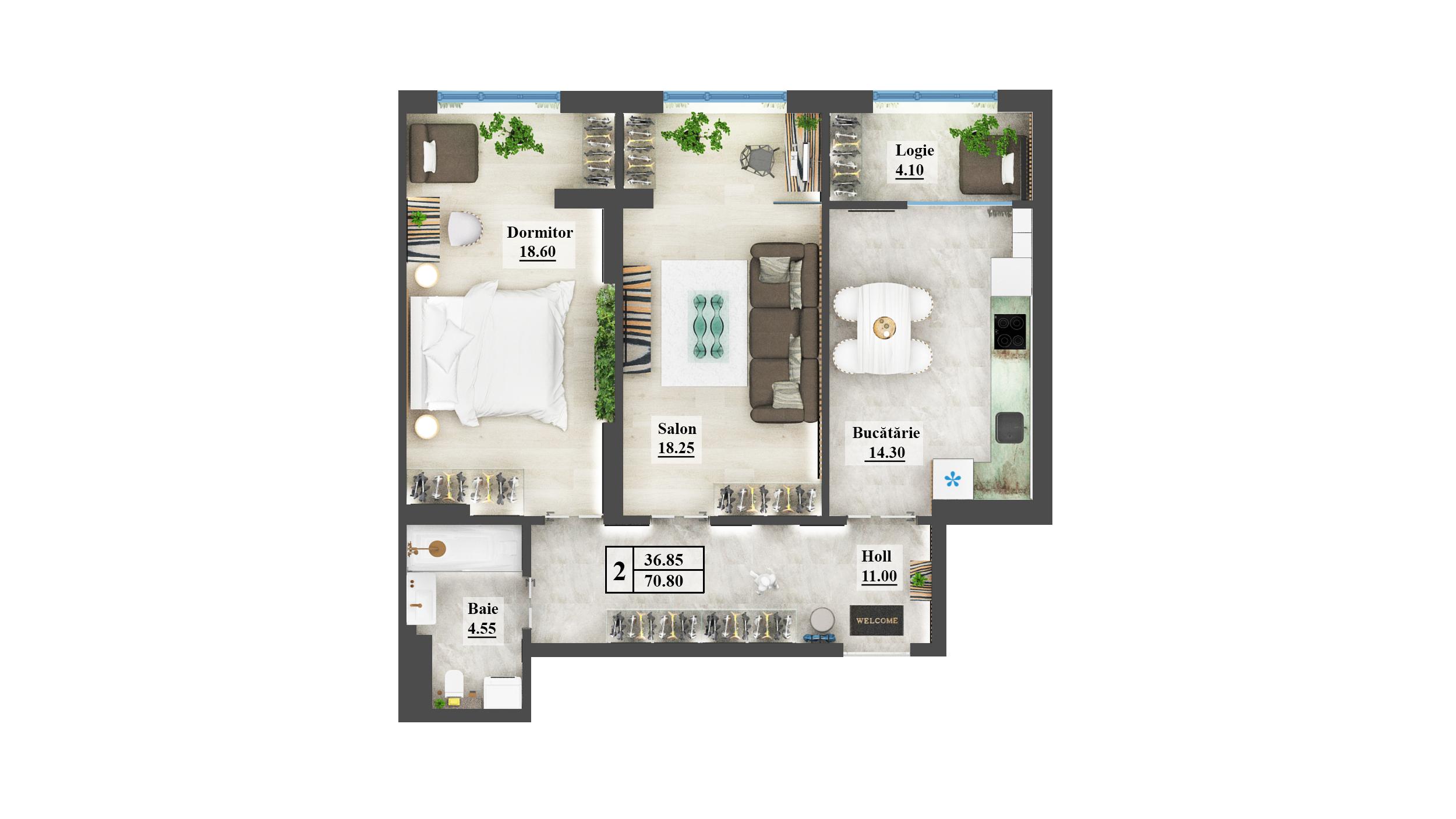Apartament 70.8 m²
