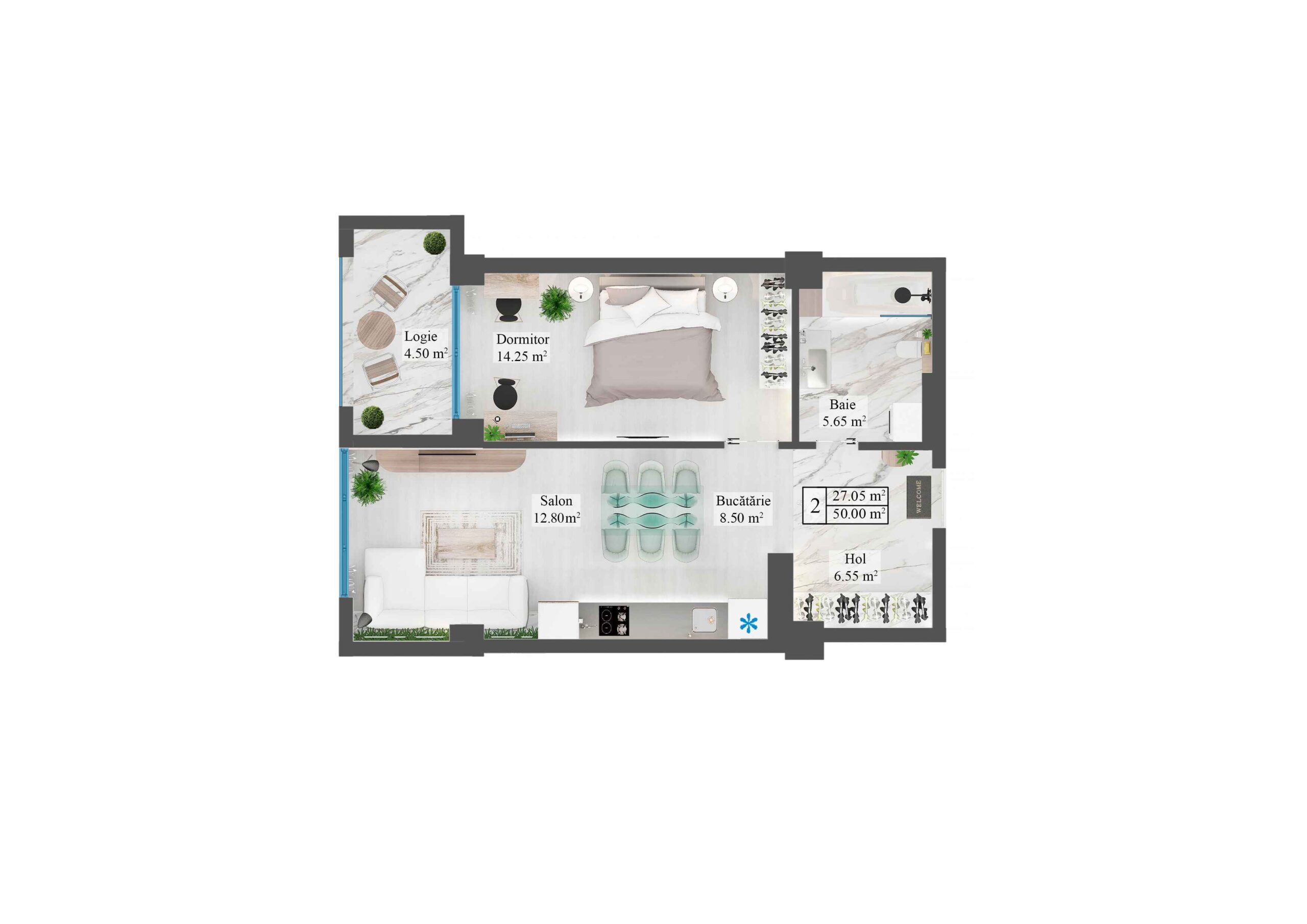 Apartamente 50 m²