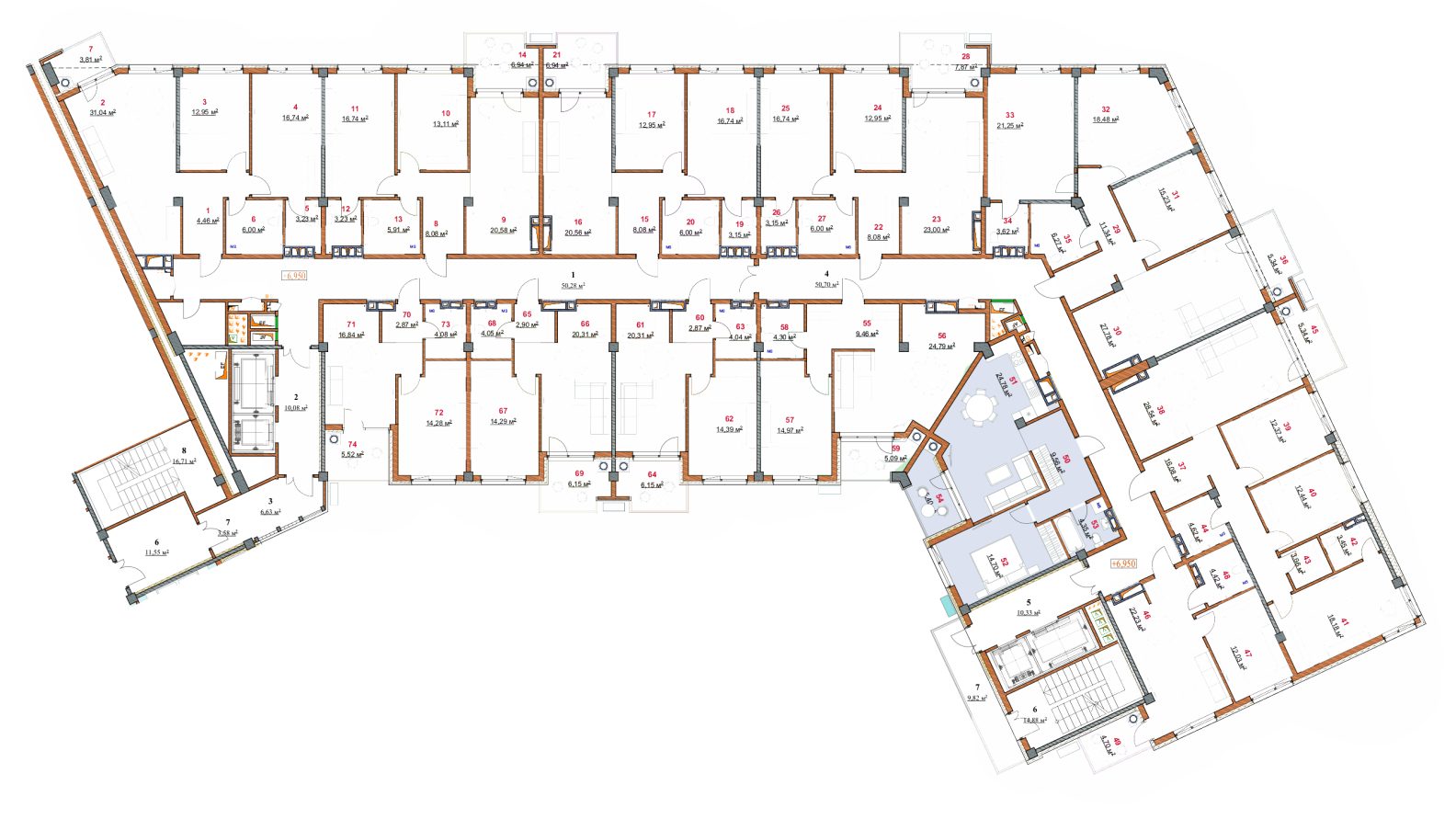 Amplasare pe etaj · Apartamente · 69.76 m²