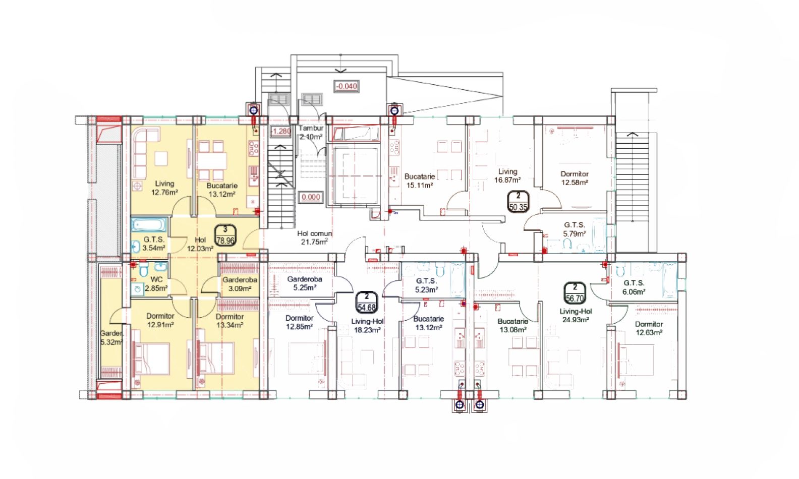 Amplasare pe etaj · Apartament · 78.96 m²