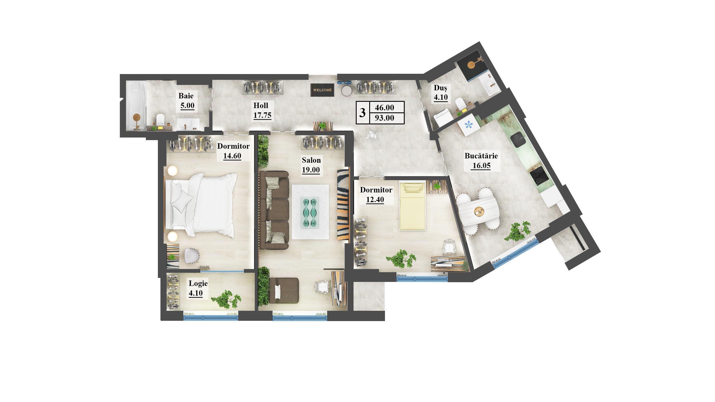 Apartament 93 m²