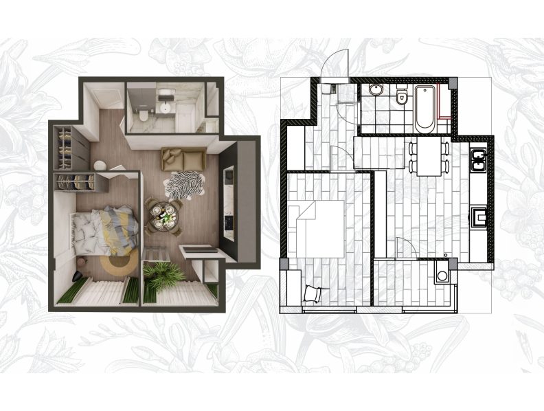 Planimetrie · 1 cameră · 40.6 m²
