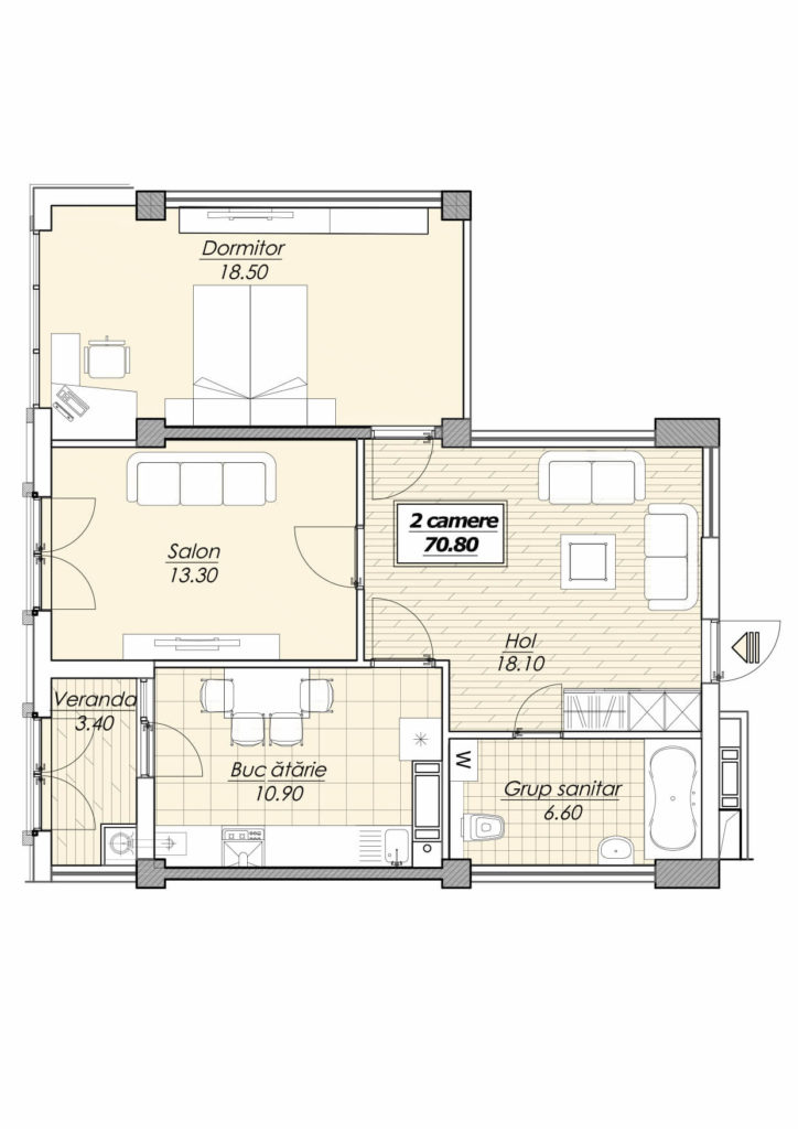 Apartamente 70.8 m²