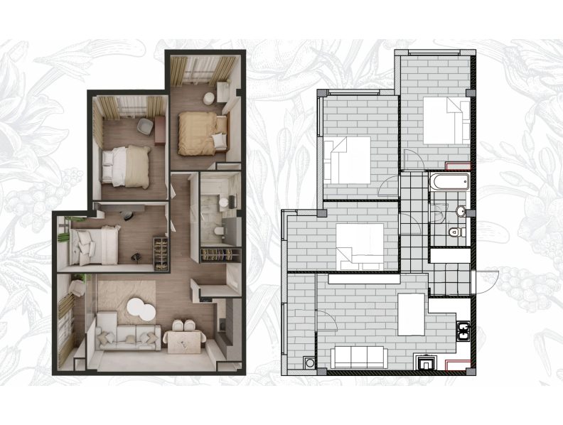 Planimetrie · 3 camere · 74.87 m²