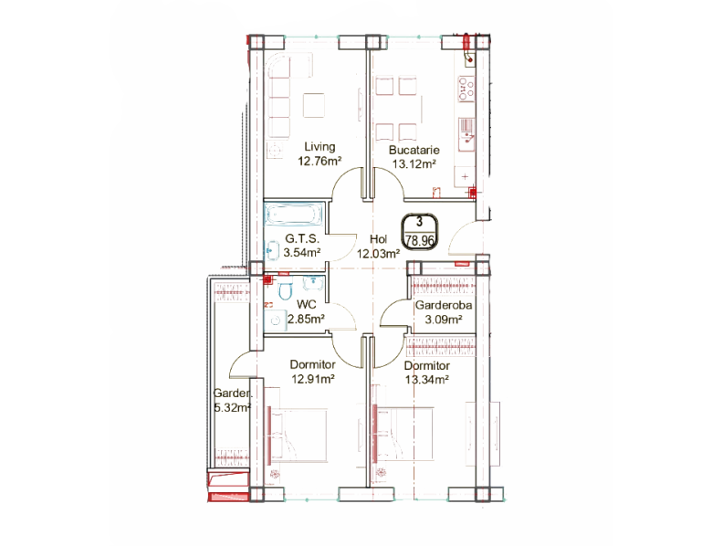 Apartament 78.96 m²