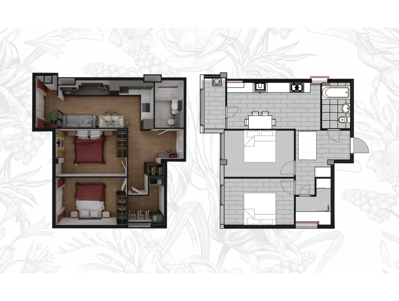 Planimetrie · 2 camere · 59.64 m²