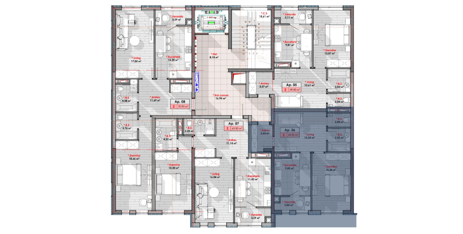 Amplasare pe etaj · 1 cameră · 49.5 m²