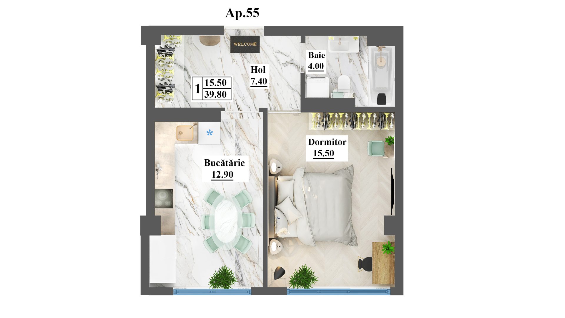 Apartament 39.8 m²