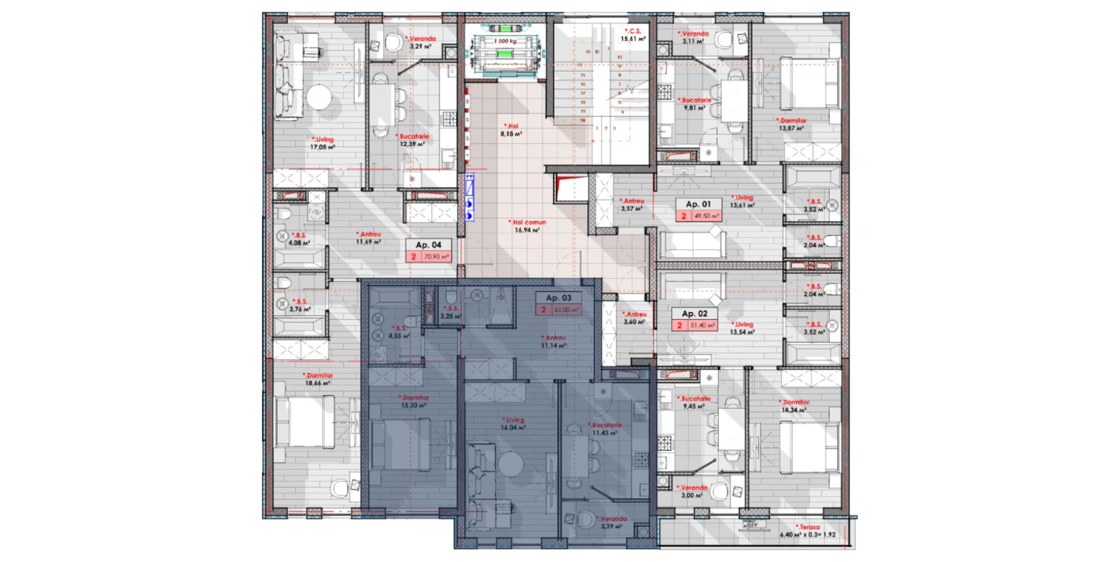 Amplasare pe etaj · 2 camere · 65 m²