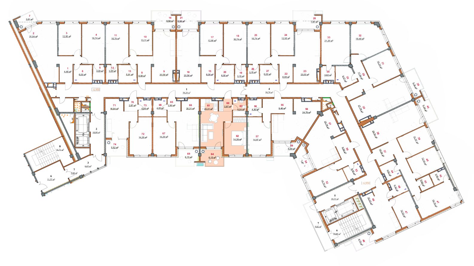Amplasare pe etaj · Apartamente · 75.56 m²