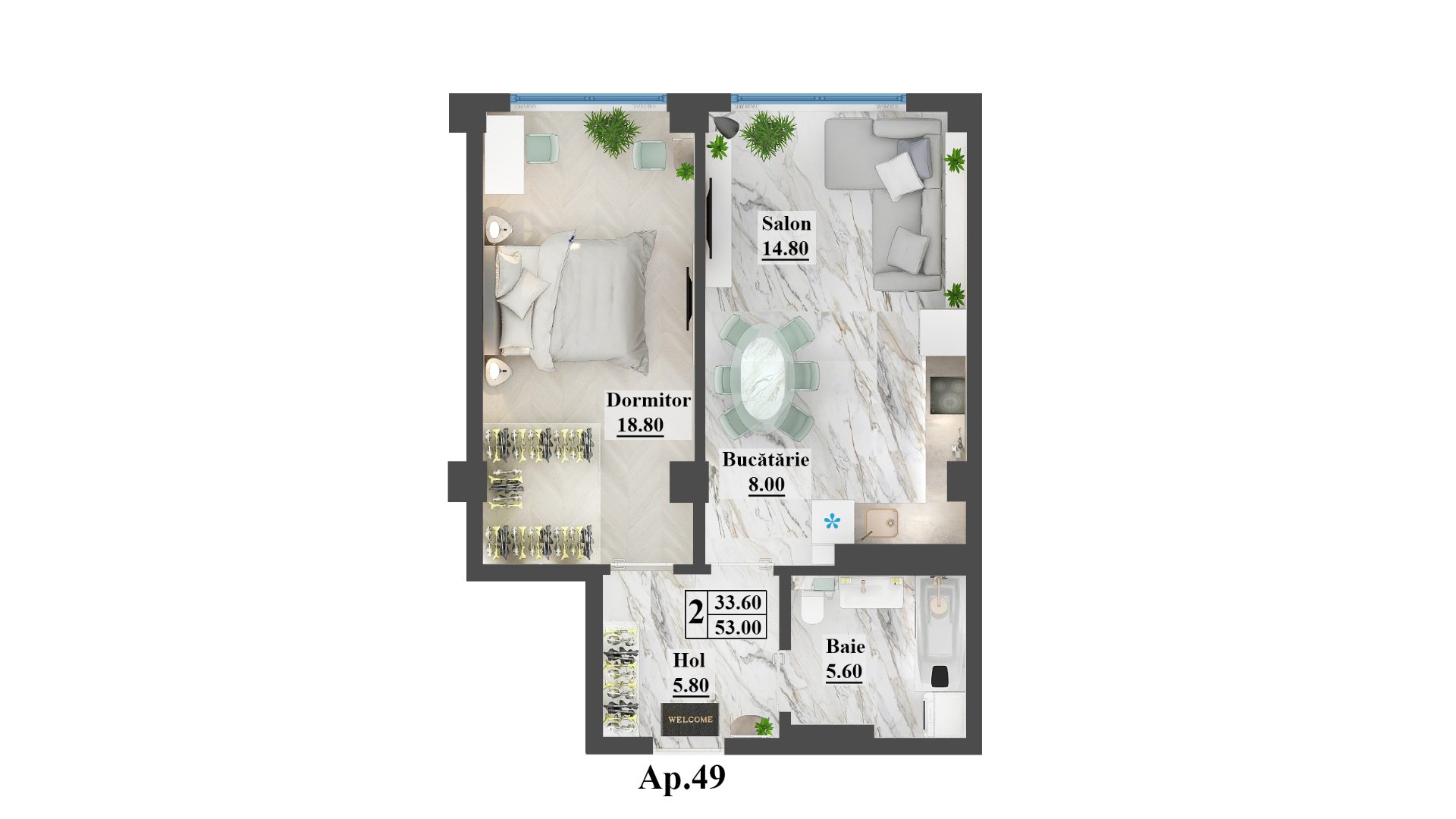 Apartament 53 m²