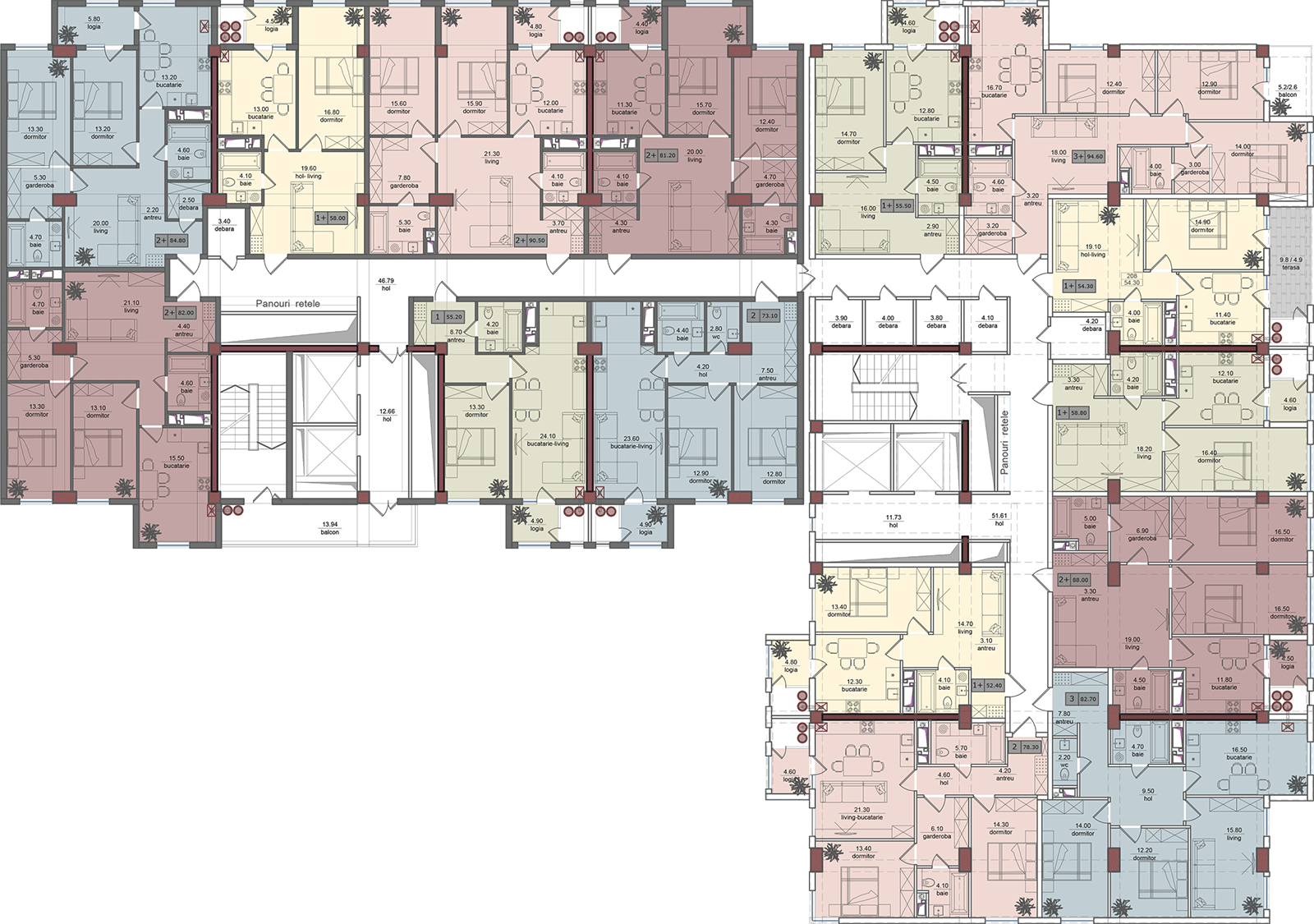 Amplasare pe etaj · 2 camere · 90 m²
