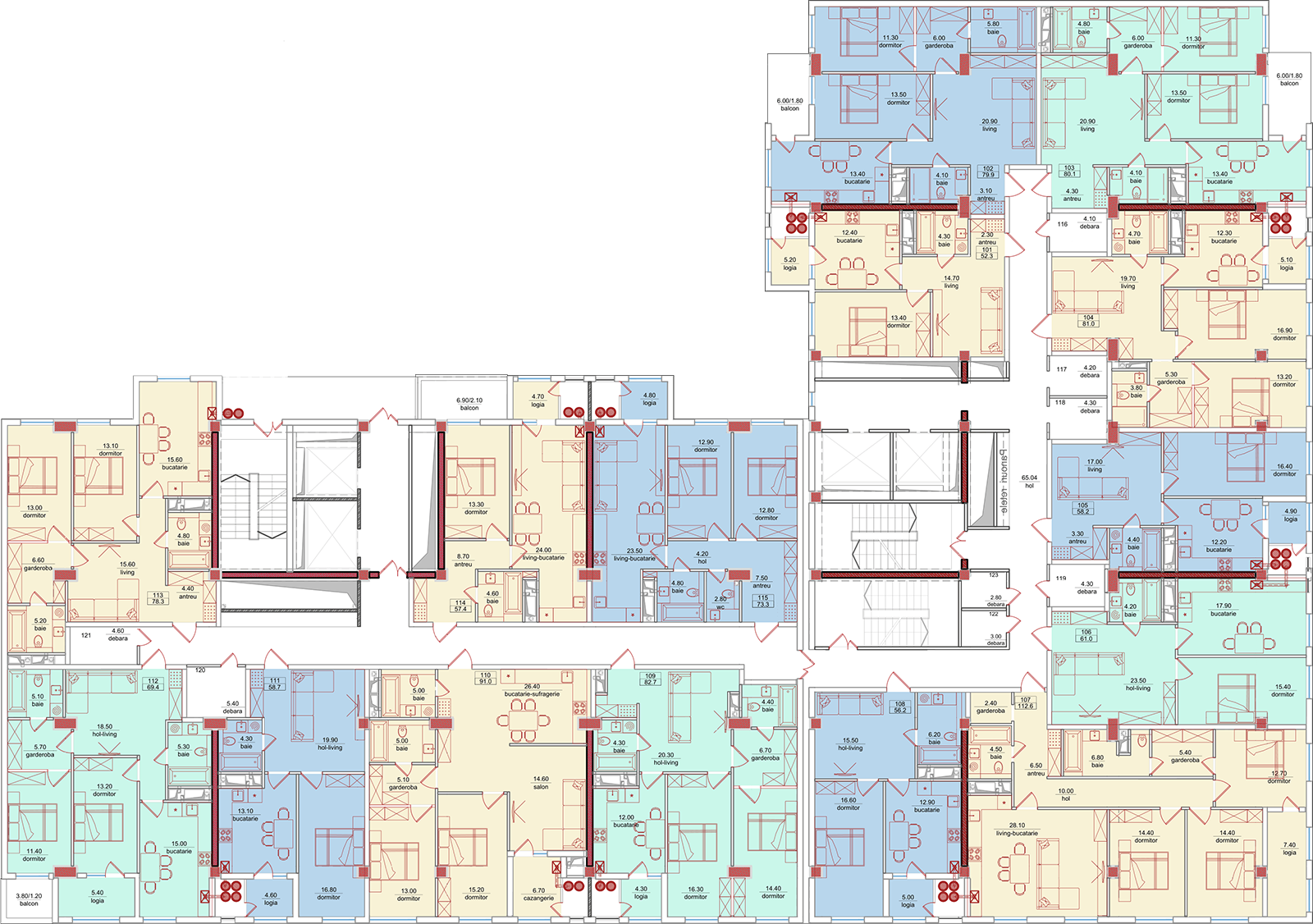 Amplasare pe etaj · 2 camere · 73 m²