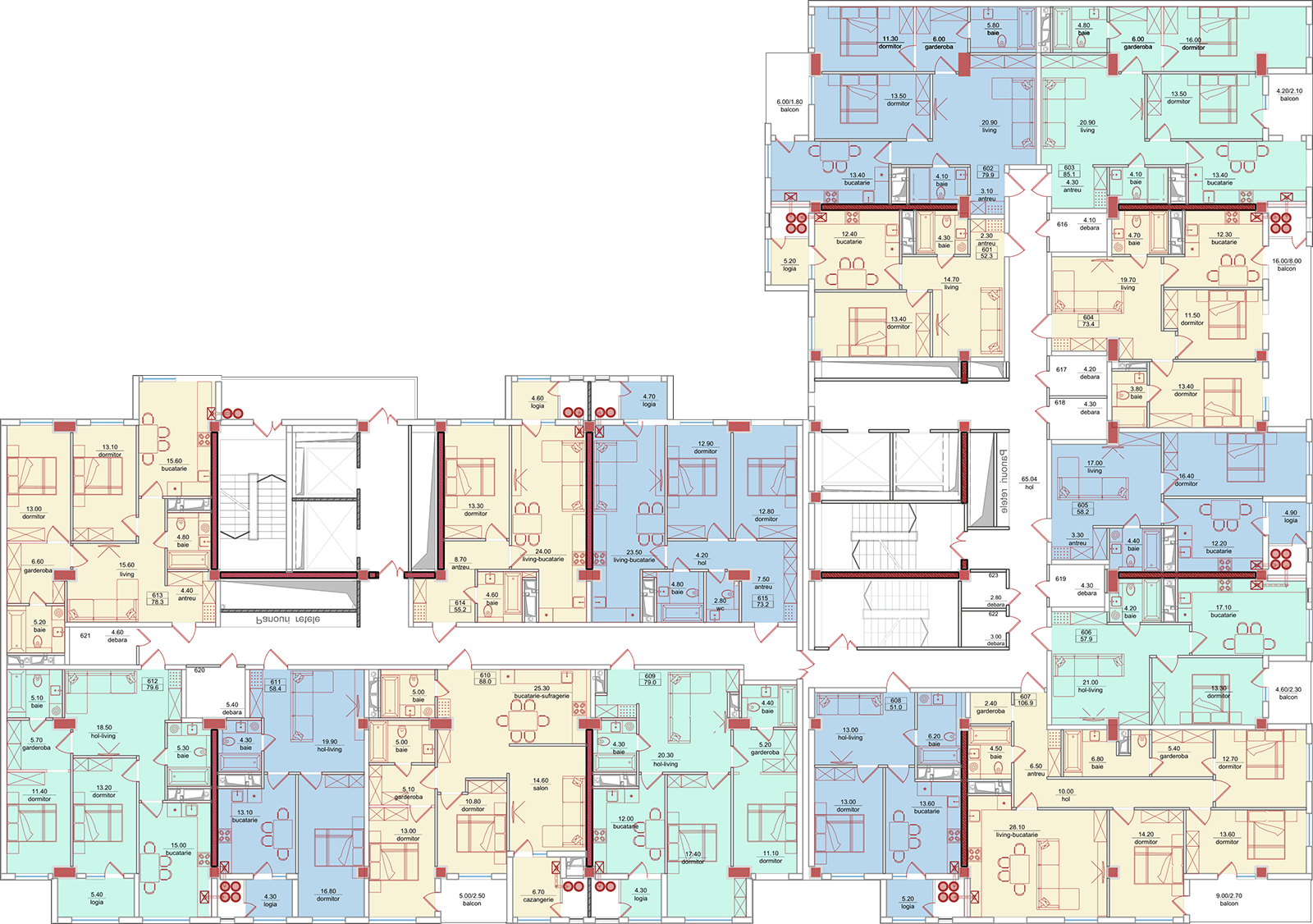 Amplasare pe etaj · 3 camere · 107 m²