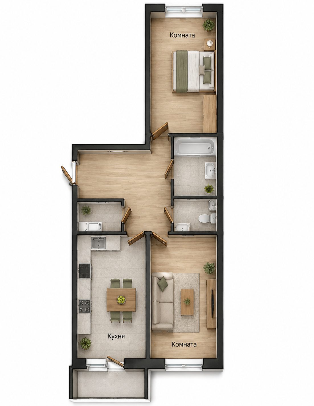 Apartament cu 2 camere, 44 m², Soroca