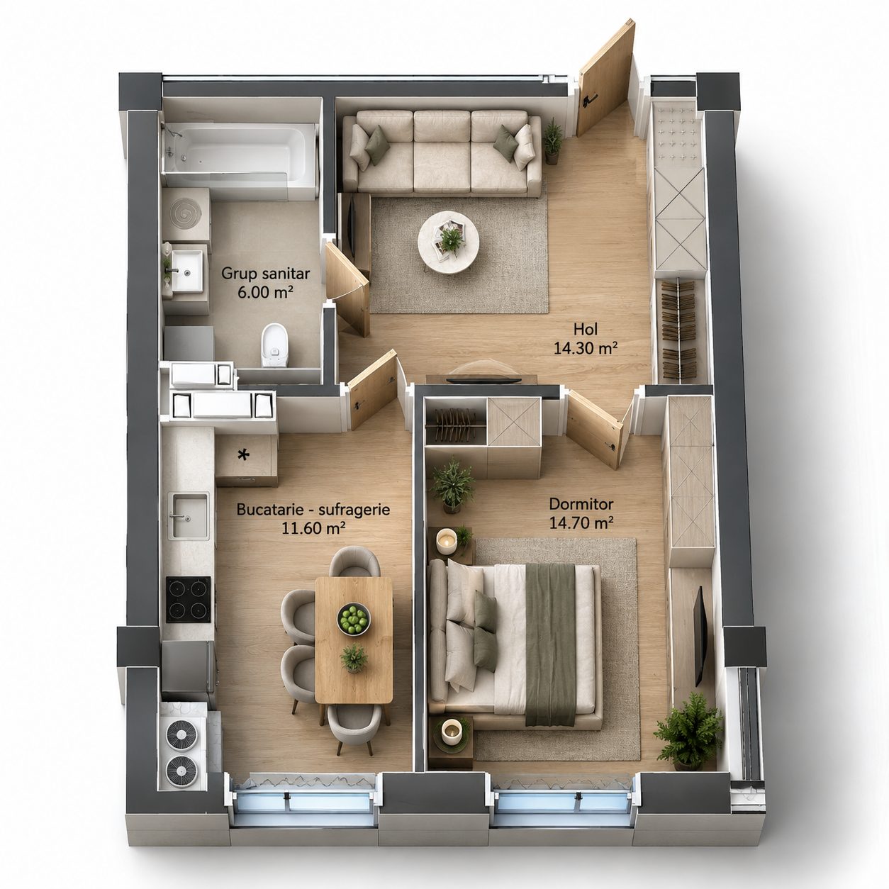 Apartament 1 cameră, Durlești,bloc nou