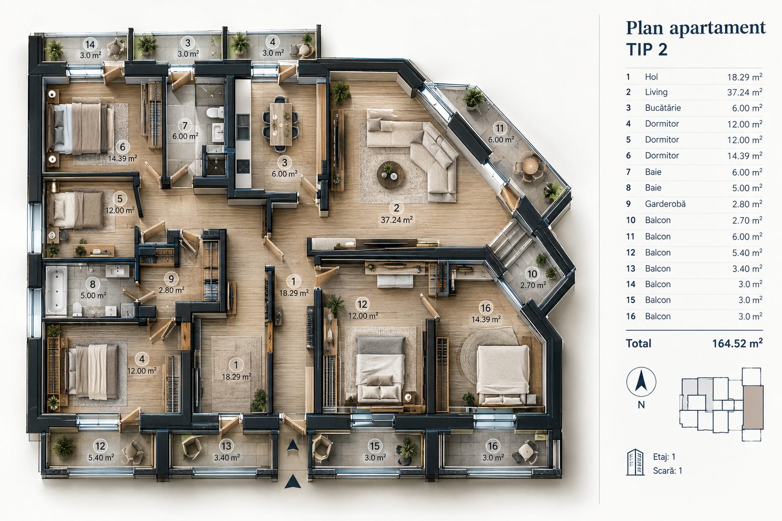 Apartament cu 3 camere, 120 m², Durlești