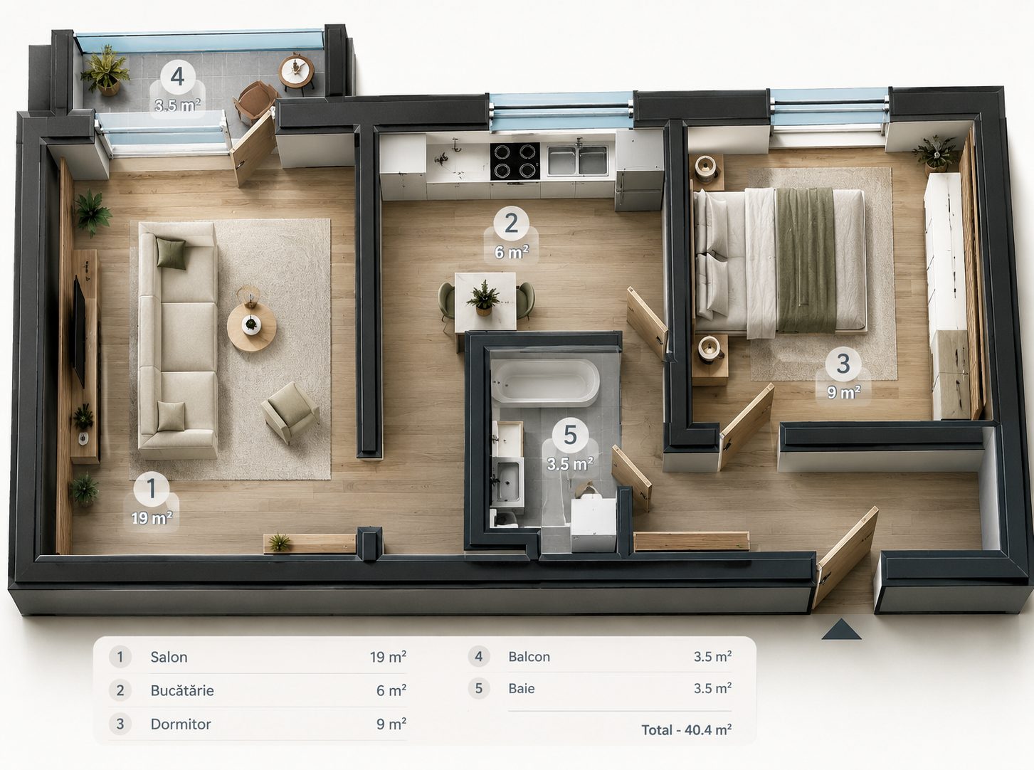 Apartament cu 2 camere, 41 m², Telecentru, Chișinău