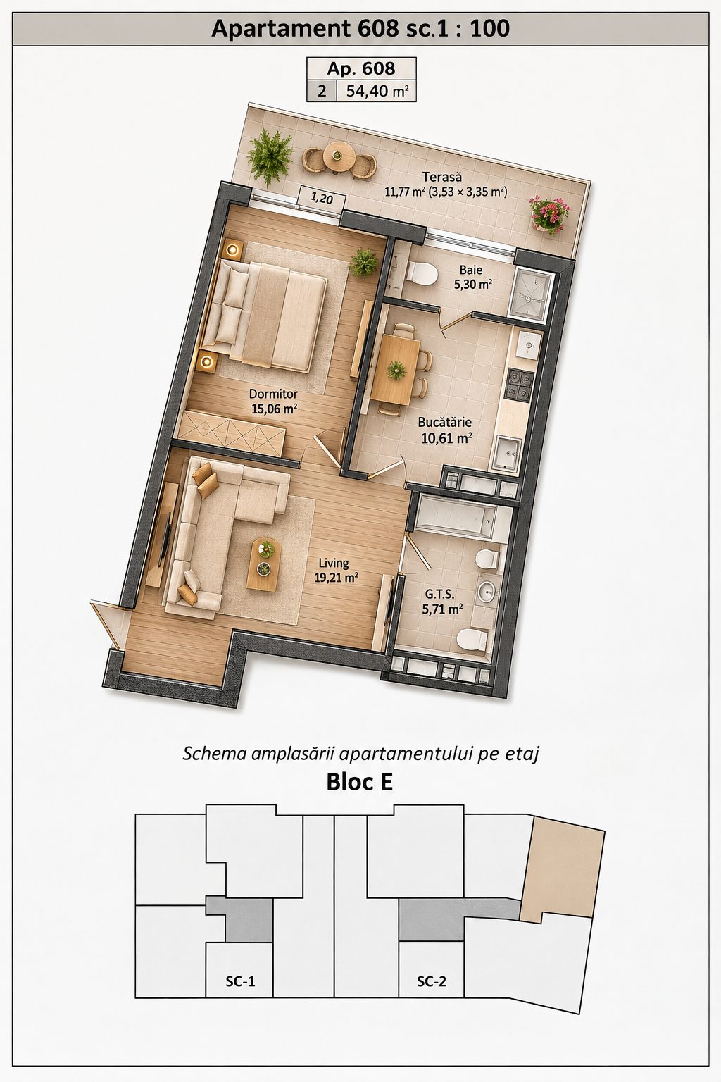 Apartament cu 1 cameră, 58 m², Râșcani, Chișinău